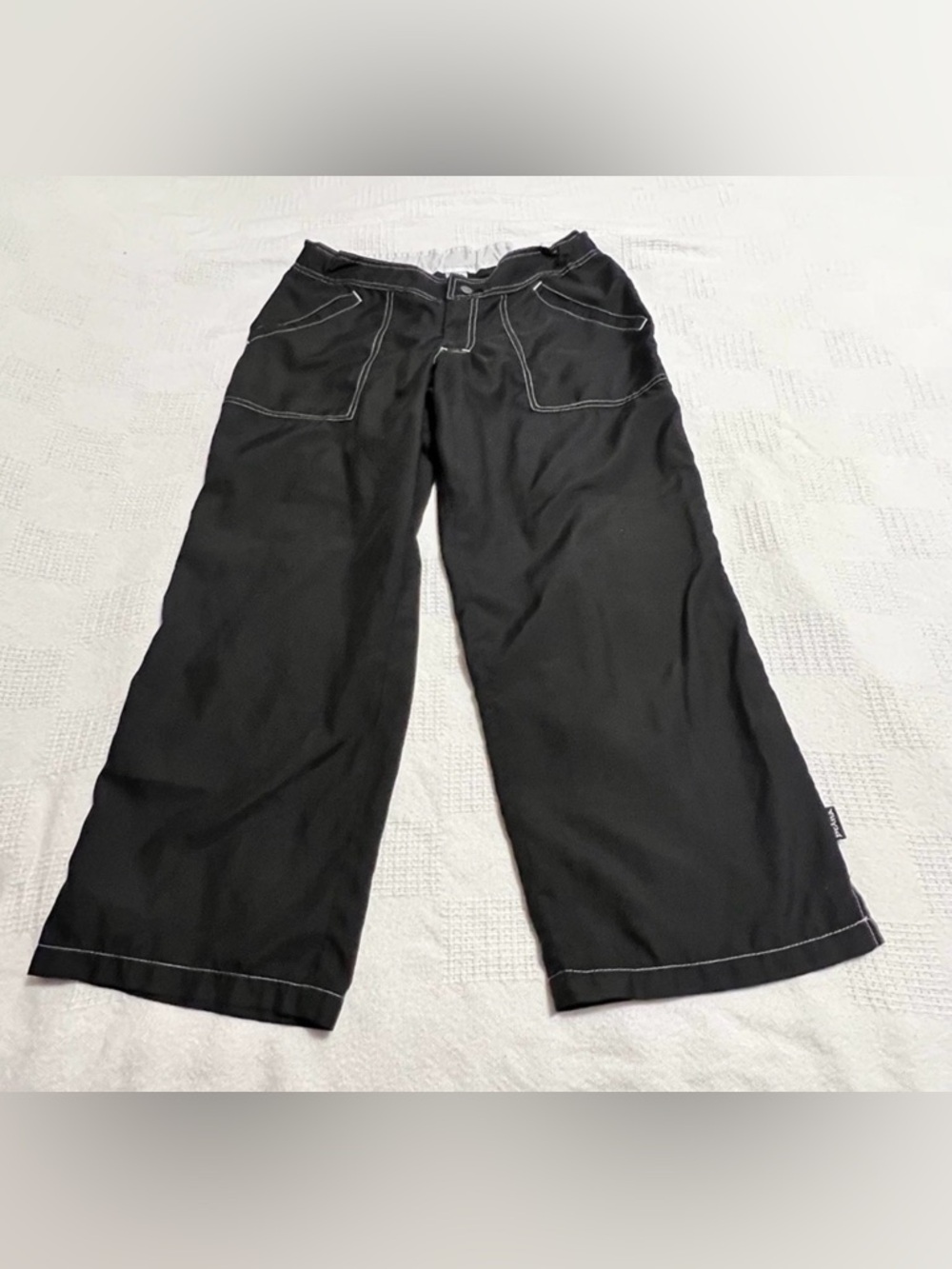 Prana Black Wide-Leg Capris with Contrast Stitching